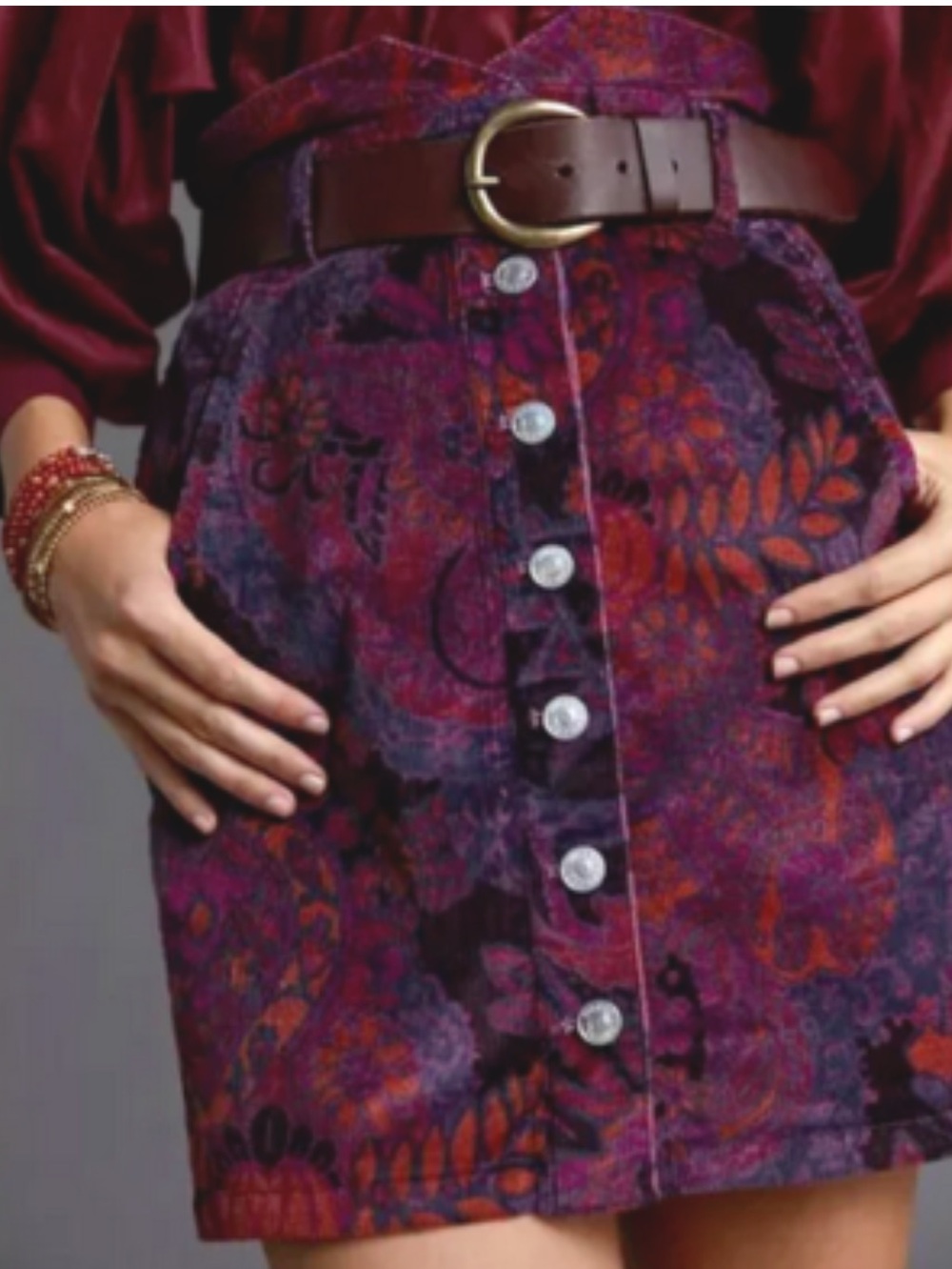 ANTHROPOLOGIE~PILCRO Corduroy Button-Front Skirt